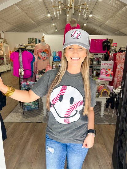 Baseball Happy Face Foam Hat - Southern Belle Boutique