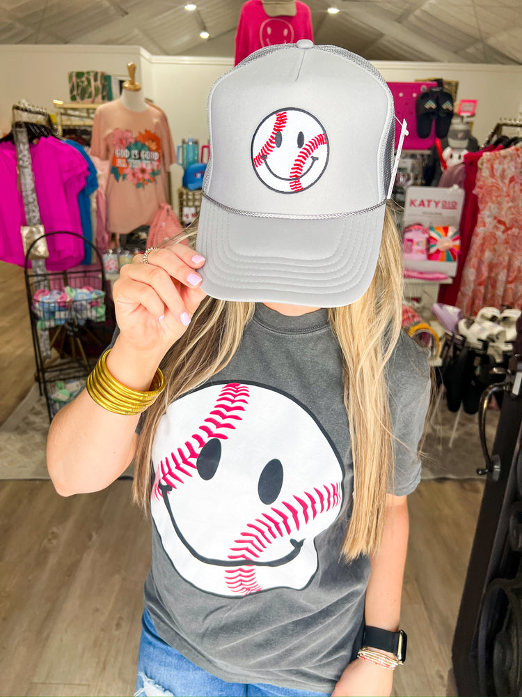 Baseball Happy Face Foam Hat - Southern Belle Boutique