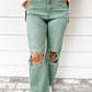 Army Green Vintage Crop Flare Jean - Southern Belle Boutique