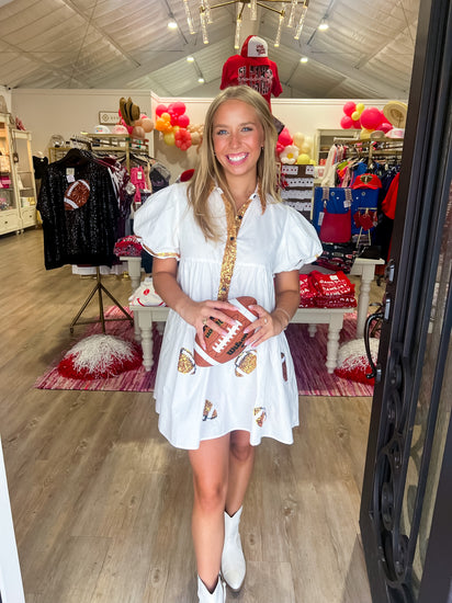 Football Gold Sequin Dress - Southern Belle Boutique