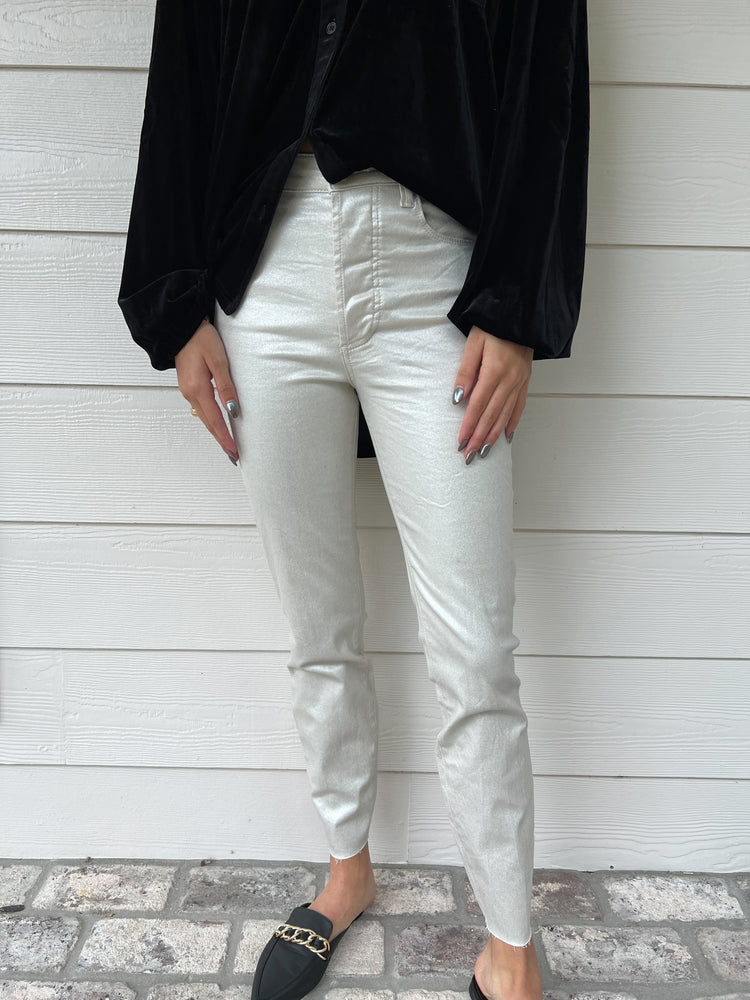 Charlize Coated High Rise Cigarette Jean - Southern Belle Boutique