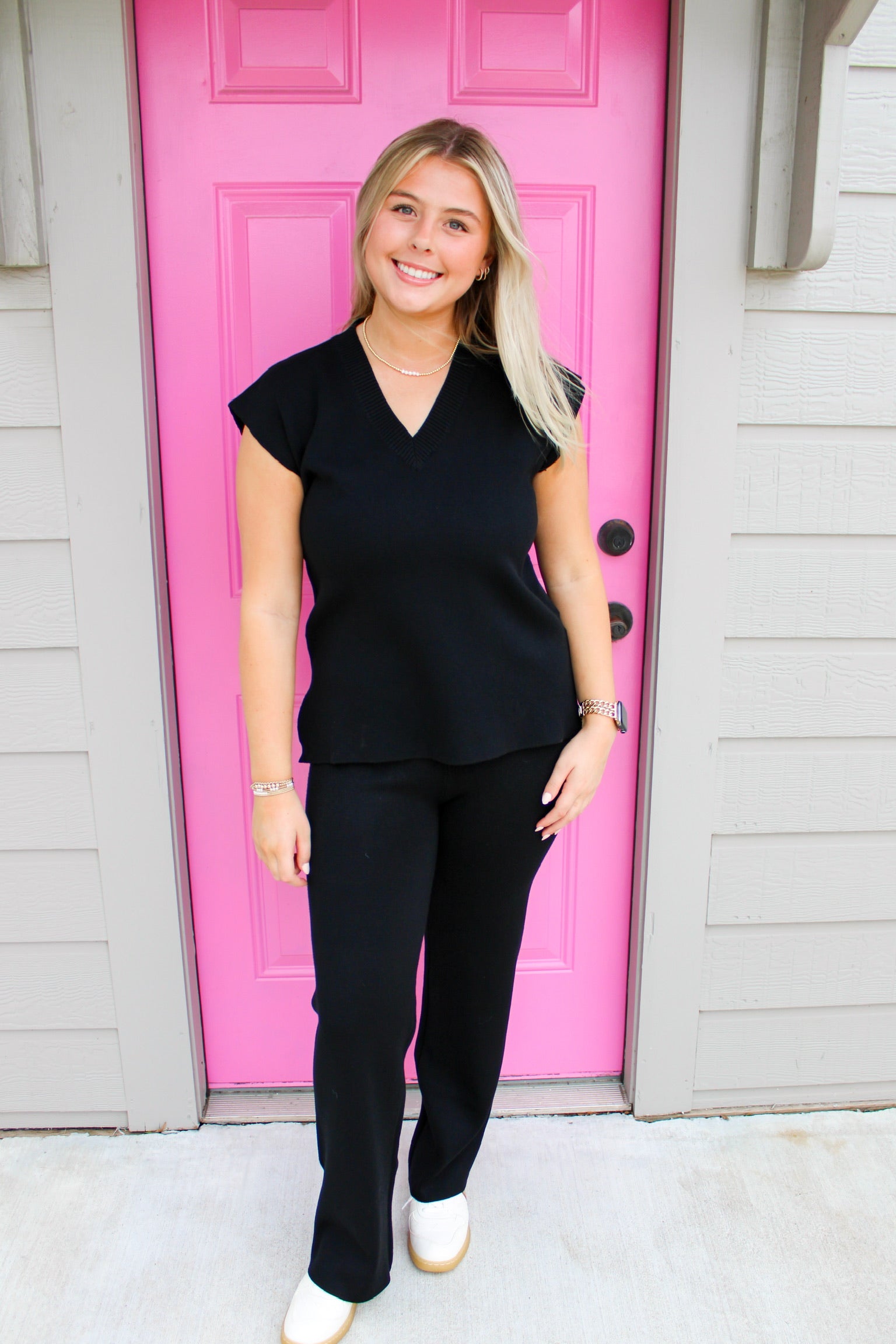 Straight Leg Sweater Pants - Black - Southern Belle Boutique