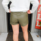 Olive Faux Leather Shorts