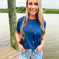 Star Embroidered Knit Top - Navy - Southern Belle Boutique