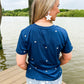 Star Embroidered Knit Top - Navy - Southern Belle Boutique