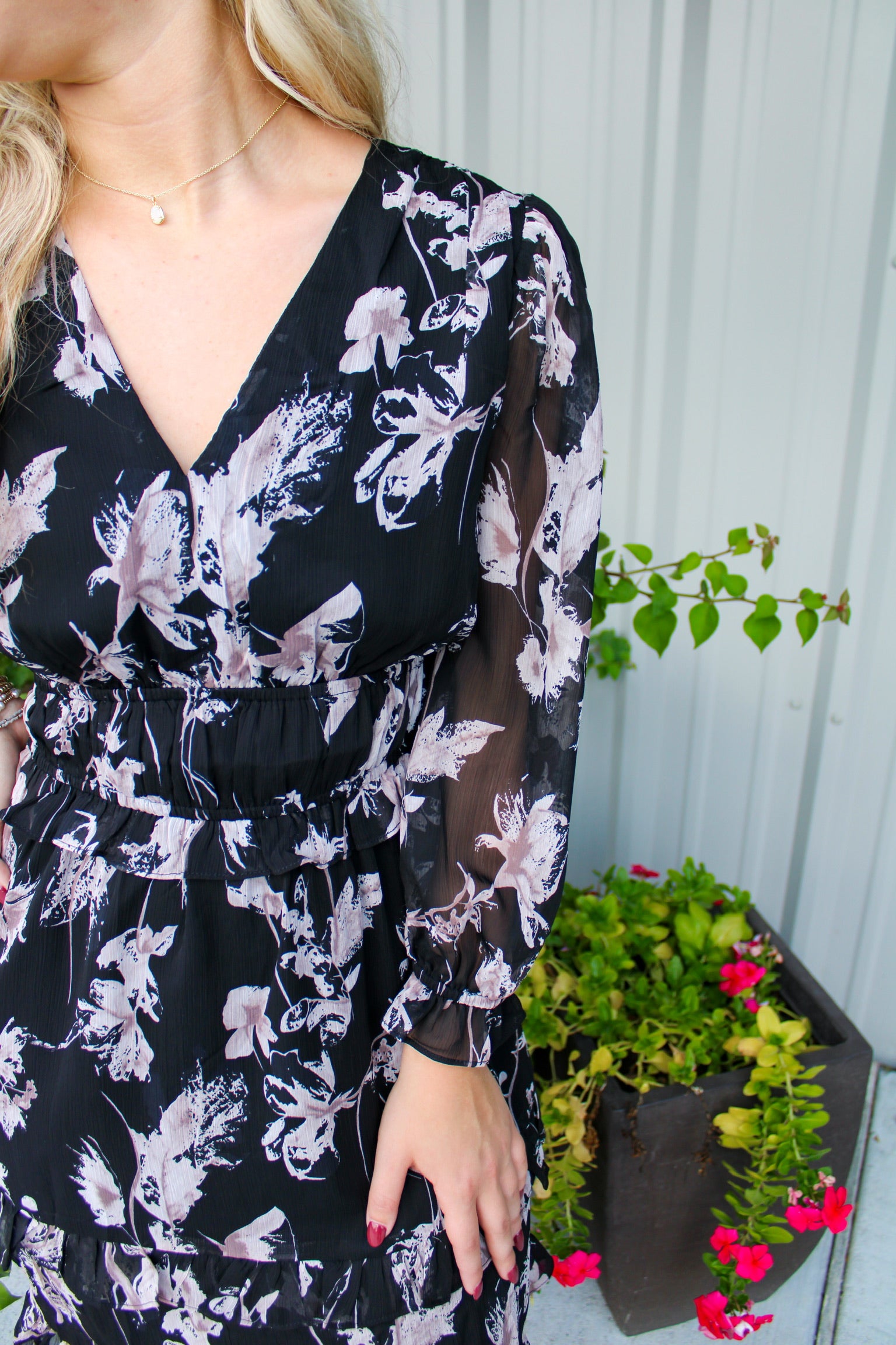 Floral Print Mini Dress - Black - Southern Belle Boutique