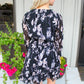 Floral Print Mini Dress - Black