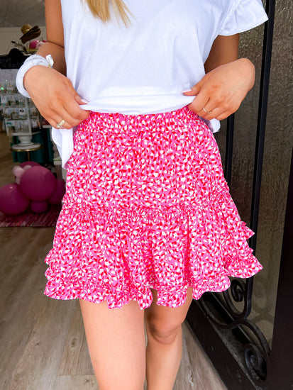 Pink Cheetah Print Flutter Skirt - Southern Belle Boutique