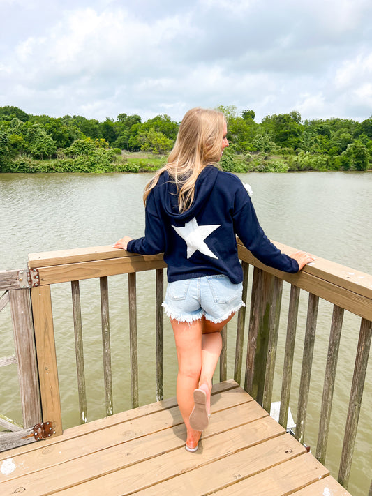 Austin Star Hoodie - Navy - Southern Belle Boutique