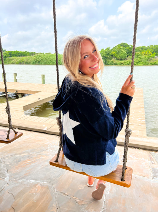 Austin Star Hoodie - Navy - Southern Belle Boutique
