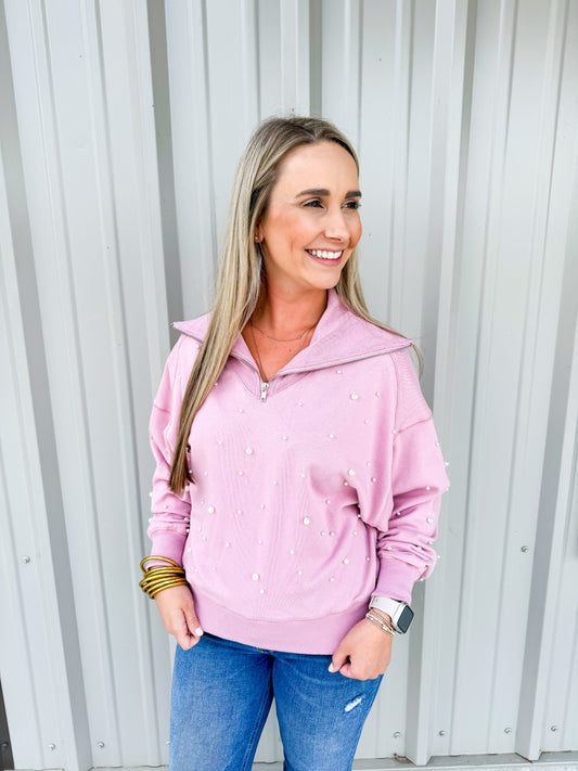 Pearl Embellished Sweatshirt - Southern Belle Boutique