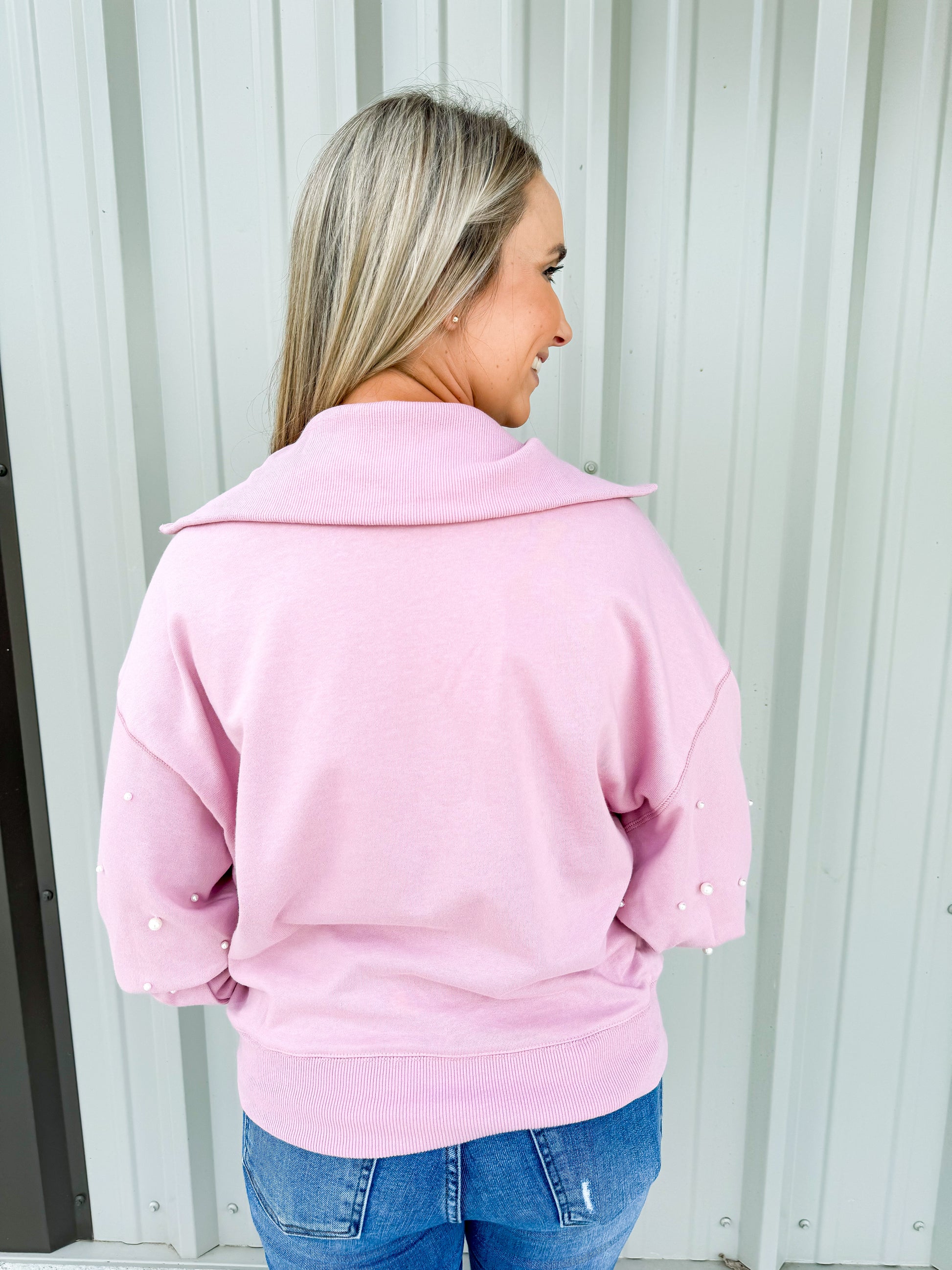 Pearl Embellished Sweatshirt - Southern Belle Boutique