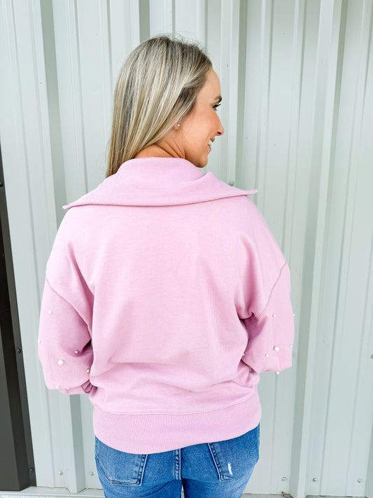 Pearl Embellished Sweatshirt - Southern Belle Boutique
