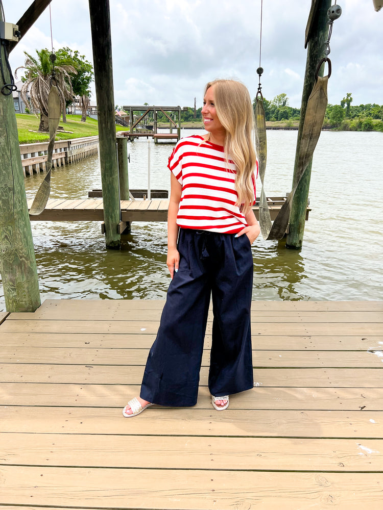 Navy Linen Pant - Southern Belle Boutique