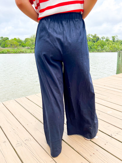 Navy Linen Pant - Southern Belle Boutique