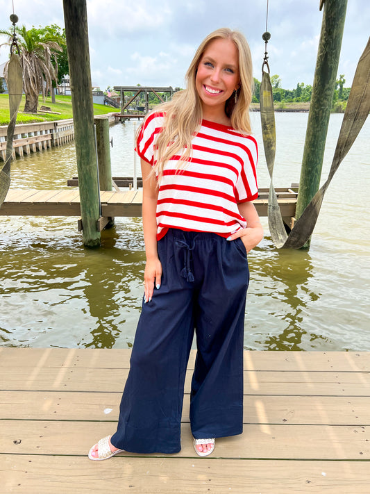 Red Buttoned Shoulder Top - Southern Belle Boutique