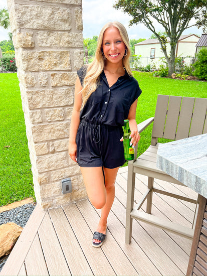 Black Utility Romper - Southern Belle Boutique