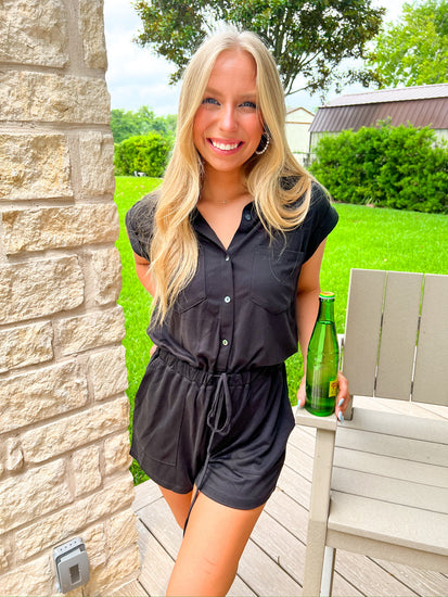 Black Utility Romper - Southern Belle Boutique