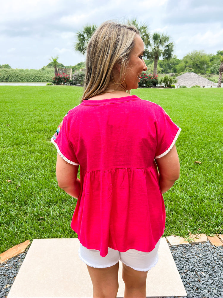 Hot Pink Aztec Top - Southern Belle Boutique