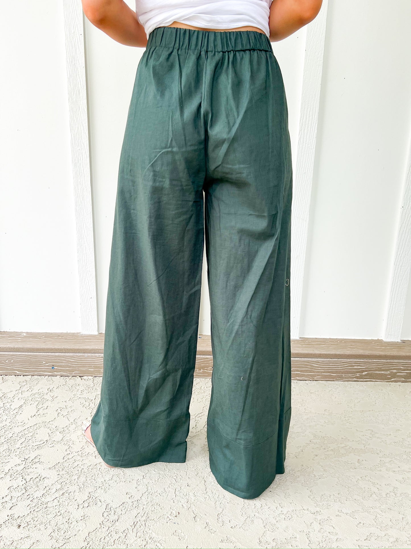 Deep Green Linen Pant - Southern Belle Boutique