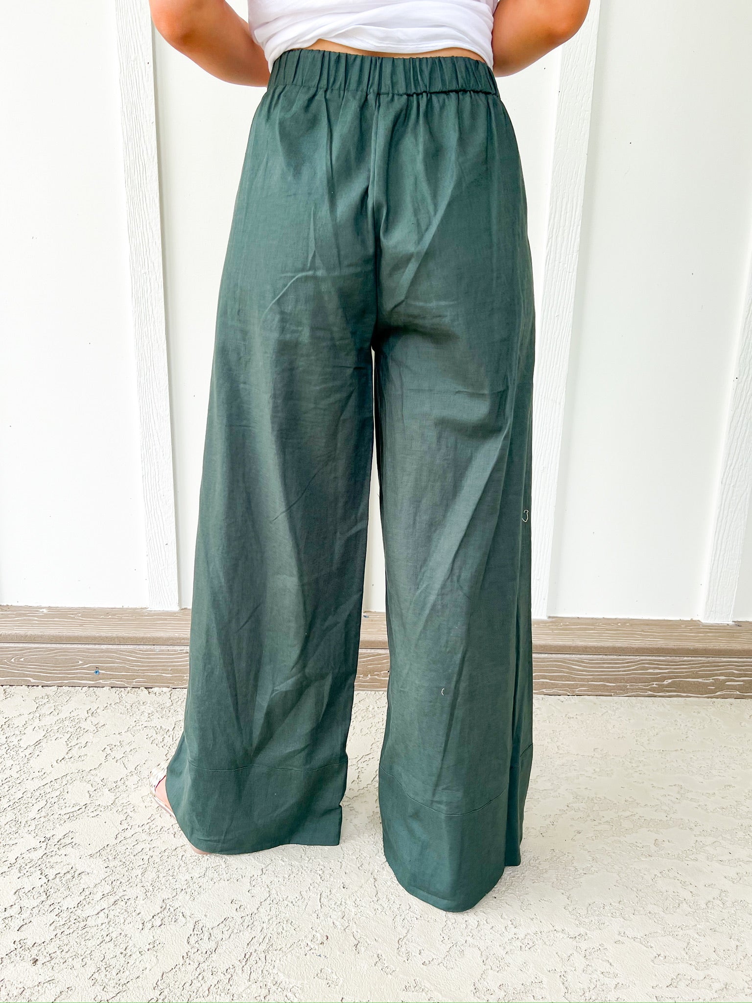 Deep Green Linen Pant - Southern Belle Boutique