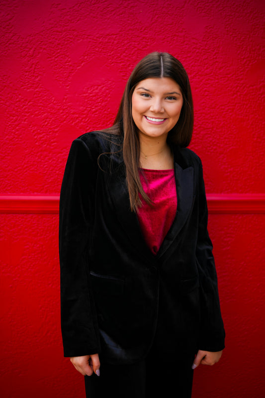 Nadja Velvet Blazer - Black - Southern Belle Boutique
