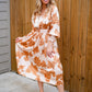 Floral Print Midi Dress - Warm Peach