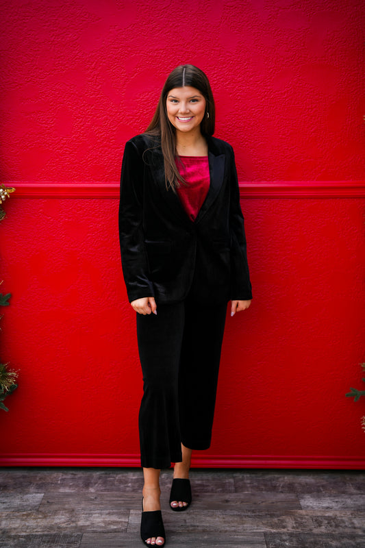Nadja Velvet Blazer - Black - Southern Belle Boutique