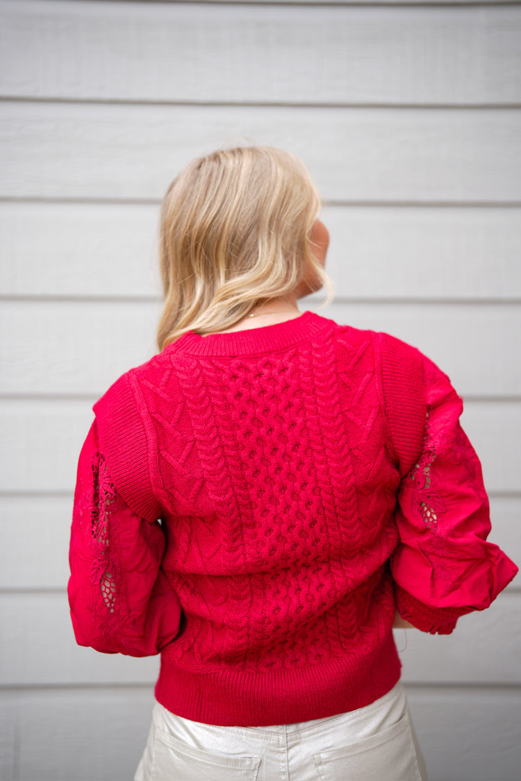 Natasha Embroidered Sweater - Vermilion