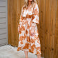 Floral Print Midi Dress - Warm Peach