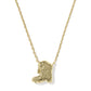 Drill Team Boot Pendant Necklace - Gold Ivory Mother of Pearl
