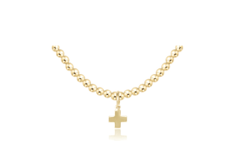 17" Choker Classic Gold 3mm Bead - Signature Cross Gold Charm - Southern Belle Boutique