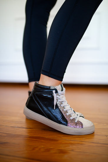 Rooney Black Snake Sneaker - Southern Belle Boutique