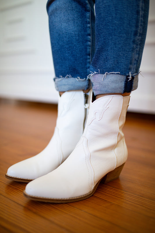 Ramsey White Bootie - Southern Belle Boutique