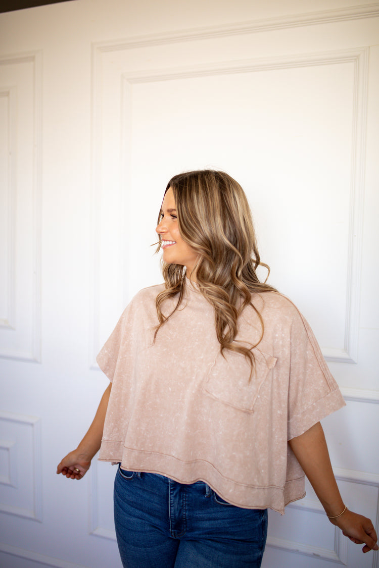 Taupe Crop Knit Top - Southern Belle Boutique