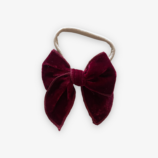 Fable Bow on Band - Cranberry Velvet - Southern Belle Boutique