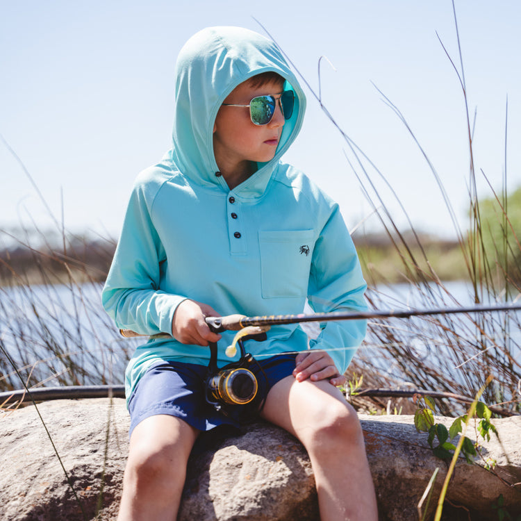 Youth Hawksbill Hoodie - Biscayne Blue - Southern Belle Boutique