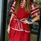 Garnet Embroidered Tiered Mini Dress