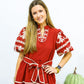 Garnet Embroidered Tiered Mini Dress