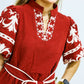 Garnet Embroidered Tiered Mini Dress