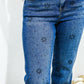 Rhinestone Detailed High Rise Jeans