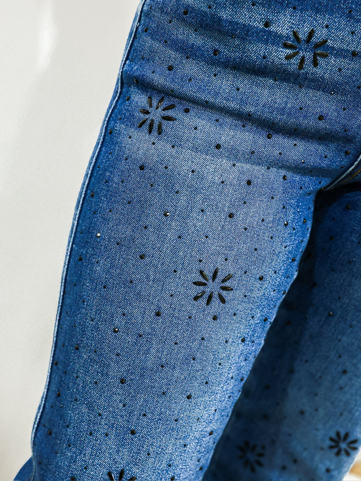Rhinestone Detailed High Rise Jeans