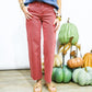 Tummy Control Mid Rise Straight Raw Hem Jeans - Rust