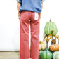 Tummy Control Mid Rise Straight Raw Hem Jeans - Rust