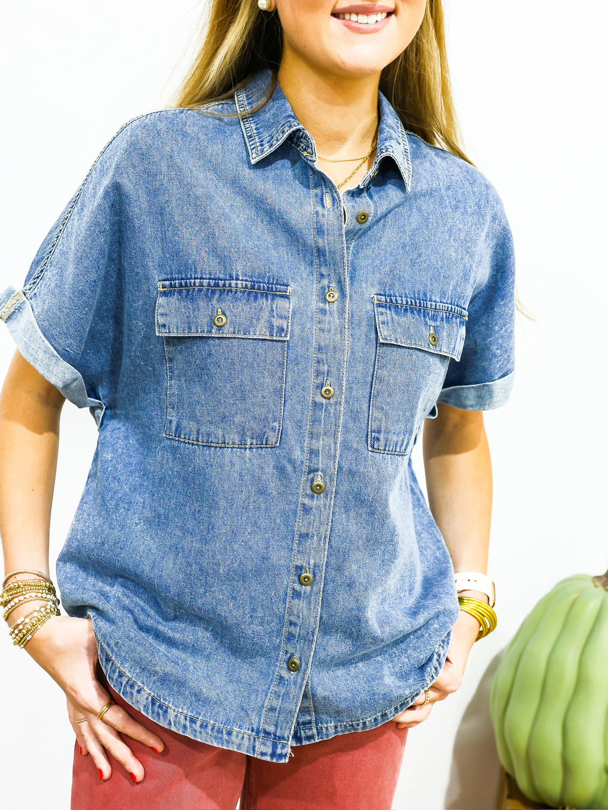 Denim Short Sleeve Shirt