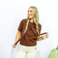 Layered Shoulder Tie Sweater - Brown