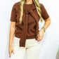 Layered Shoulder Tie Sweater - Brown