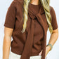 Layered Shoulder Tie Sweater - Brown