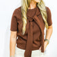 Layered Shoulder Tie Sweater - Brown