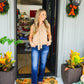 Camel Polka Dot Tie Shoulder Sweater